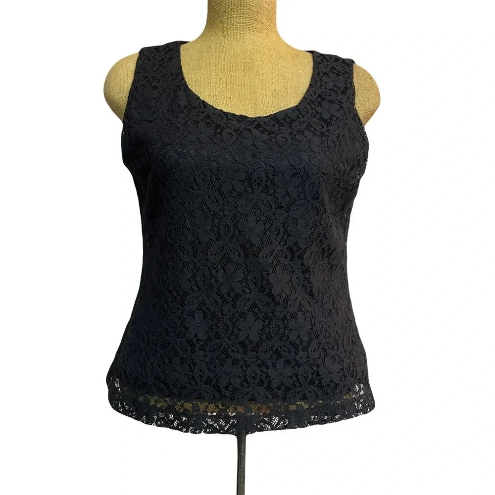 Coldwater Creek black lace tank size 10-12